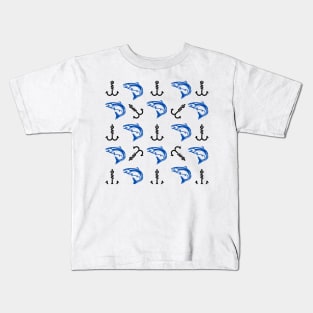 Fish and hook pattern Kids T-Shirt